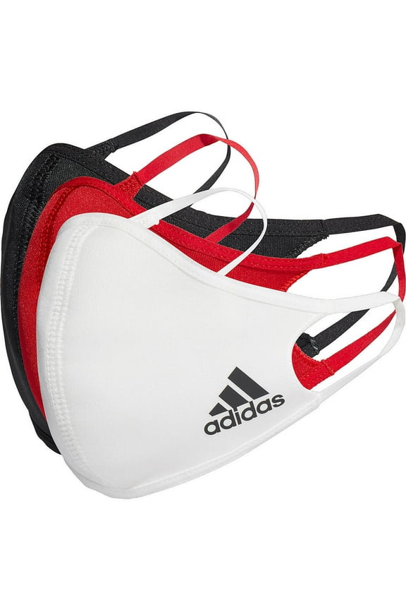 Unisex Face Covers Facemasks 3-Pack, Black/White/Red, HB7852, Size M/L