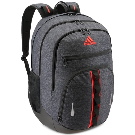 Adidas Prime IV Backpack 3 Compartment School College Laptop Pocket (Gray/Red)