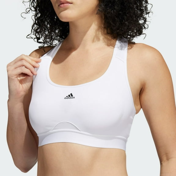 Adidas WHTE Powerreact Training Medium Support Sports Bra, US DD/Small