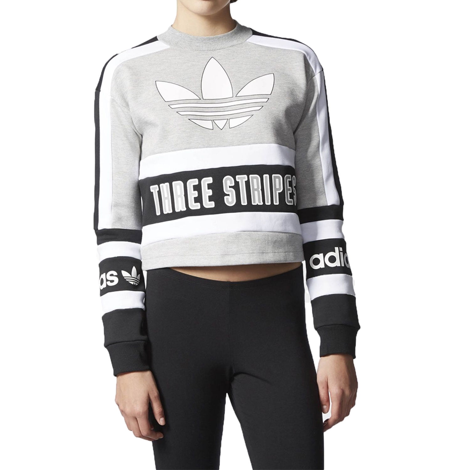 Adidas Women Original Sweatshirt Medium Grey Heather Black