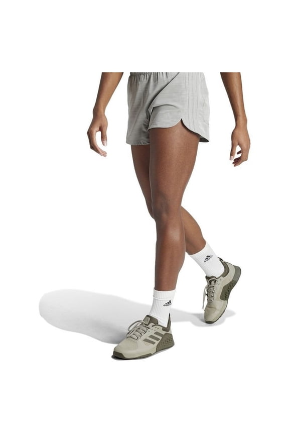 Womens Pacer 3 Stripes Athletic Workout Shorts, Grey, Small