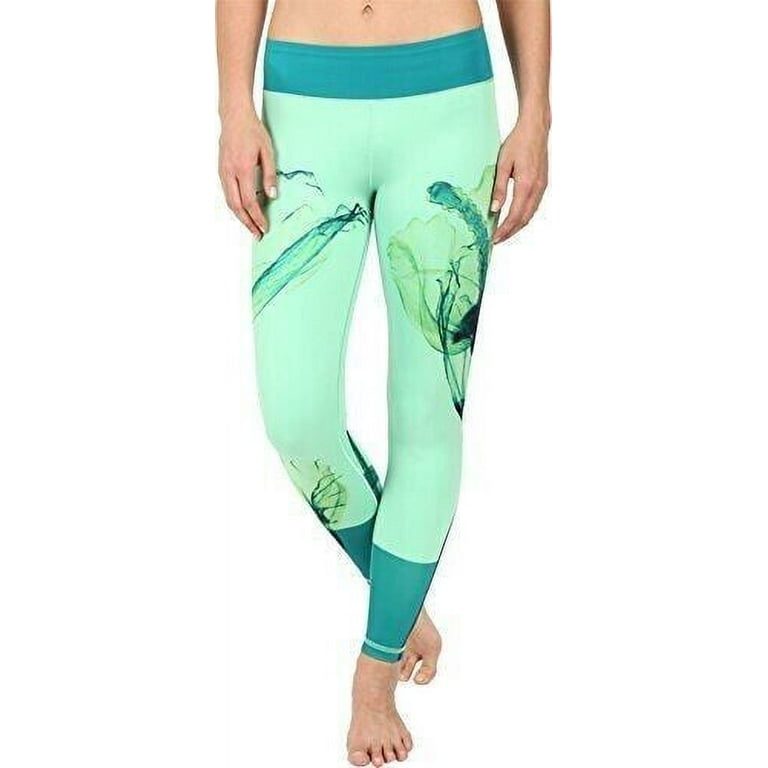 Adidas Women Workout Mid-Rise Long Tights- Green Print Ozeani Pant, XS 