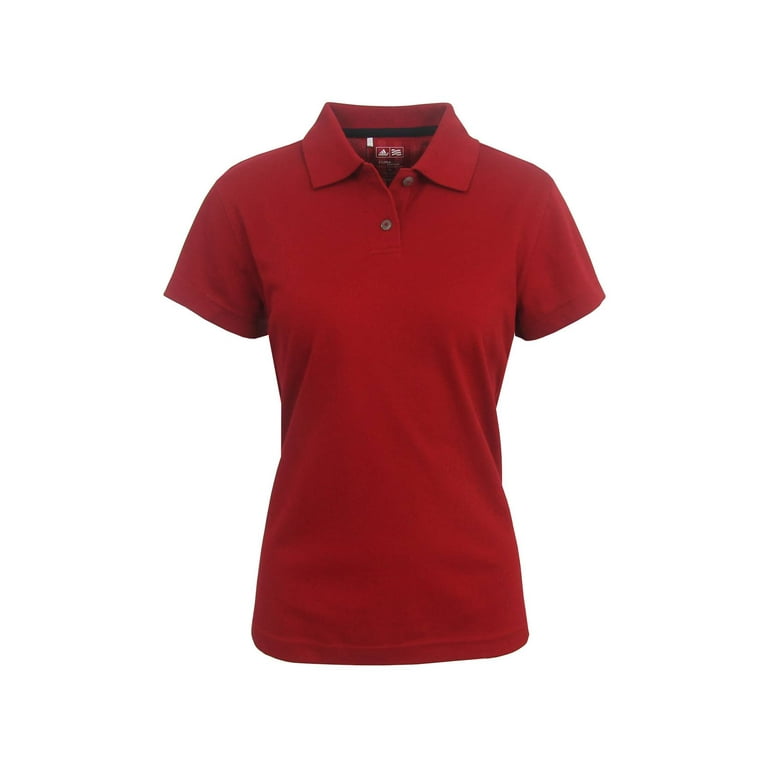 Adidas Women's 3-Stripe ClimaLite Solid Polo Shirt, Large Red