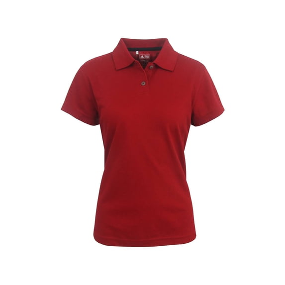 Adidas Women's 3-Stripe ClimaLite Solid Polo Shirt, Small Red -