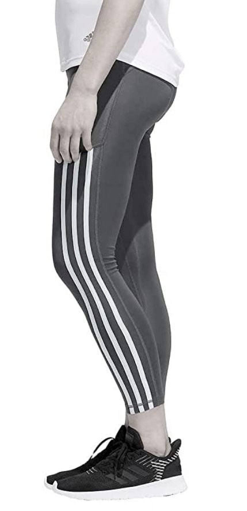 Adidas Women's 3 Stripe High Waist Active Leggings, Charcoal/White