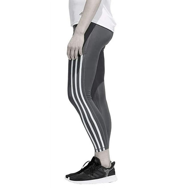 Adidas Women's 3 Stripe High Waist Active Leggings, Charcoal/White XL - NEW  