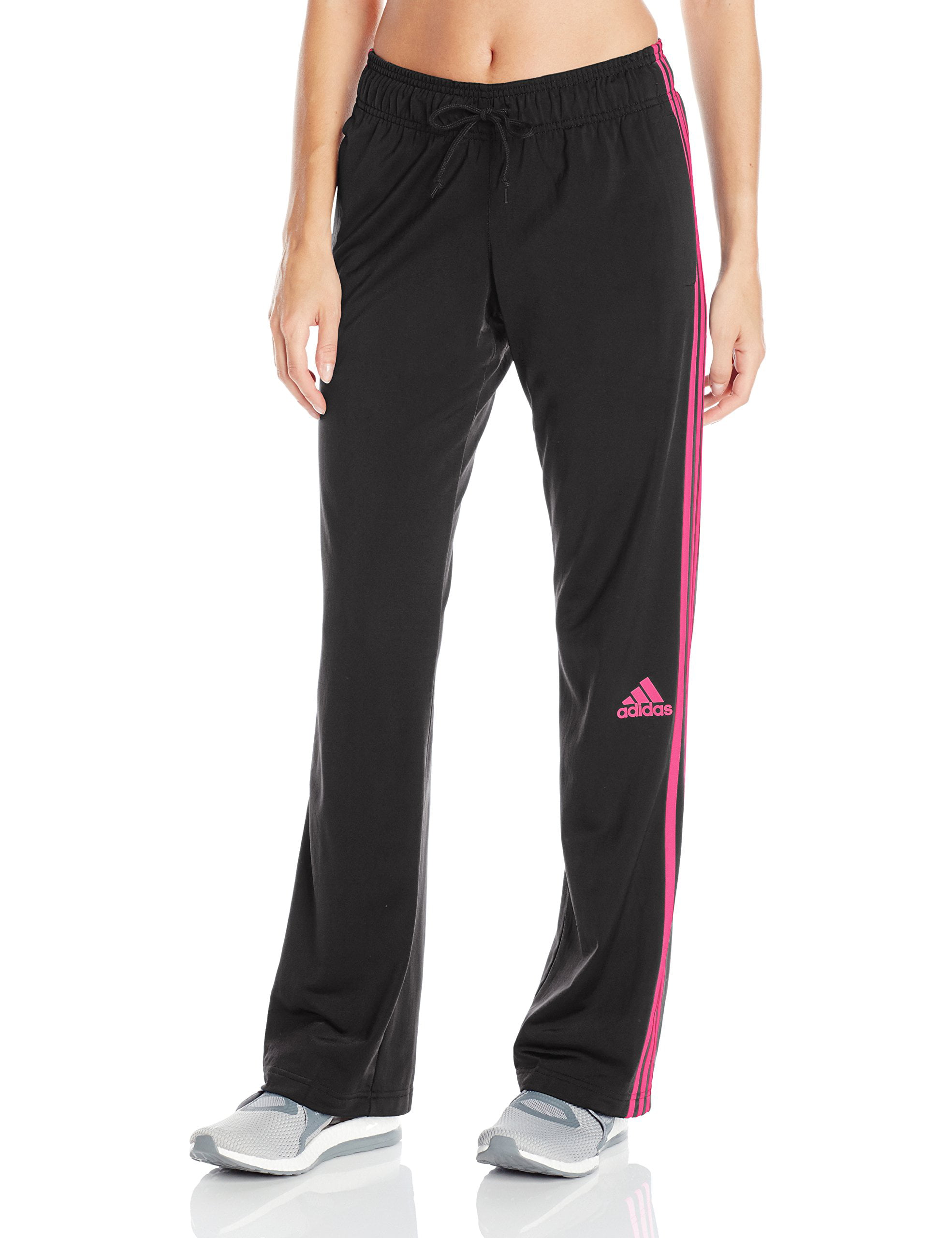 Adidas Women's 3 Stripe Pants, Black/Shock Pink 