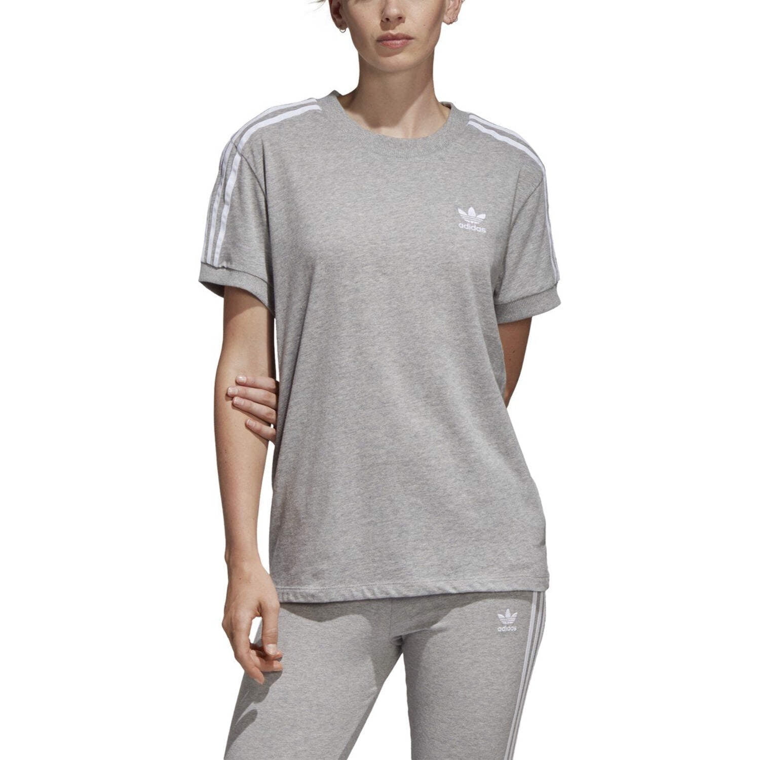Adidas Women's 3 Stripes Cotton Tee, Medium Grey Heather,XS - US