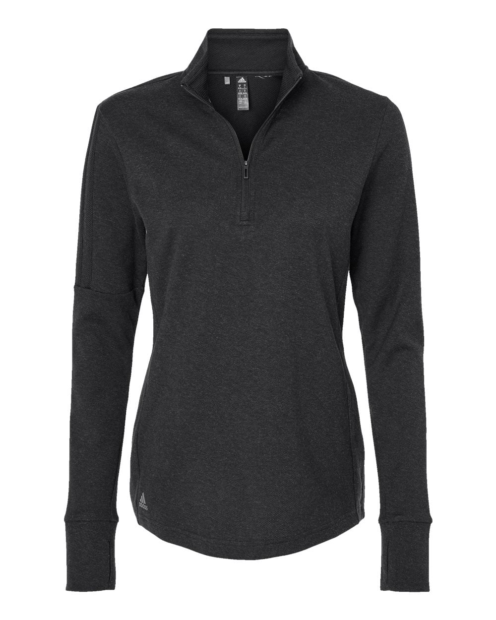 Adidas - Women's 3-Stripes Quarter-Zip Sweater - A555 - Black Melange - Size: 2XL