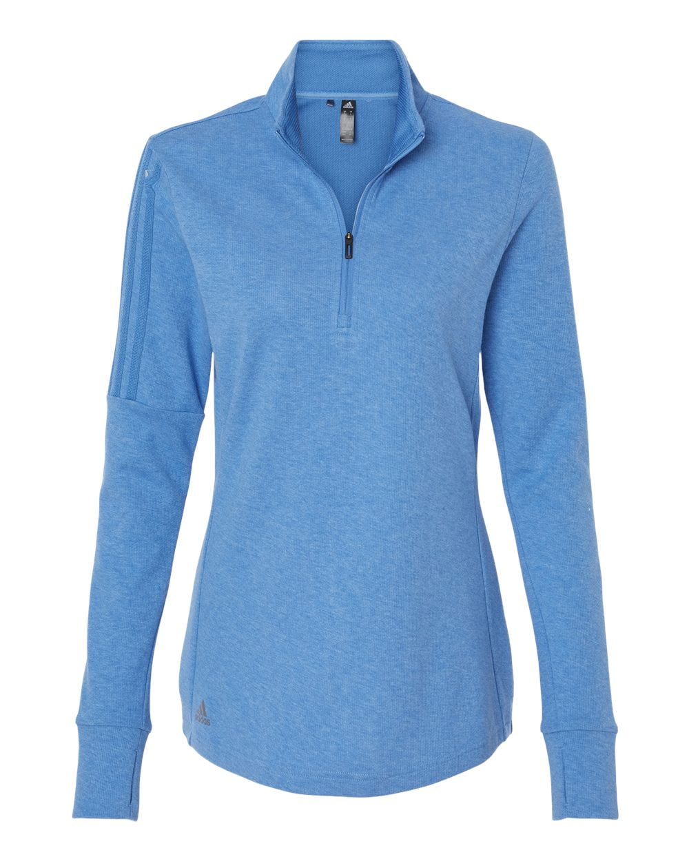Adidas - Women's 3-Stripes Quarter-Zip Sweater - A555 - Focus Blue Melange