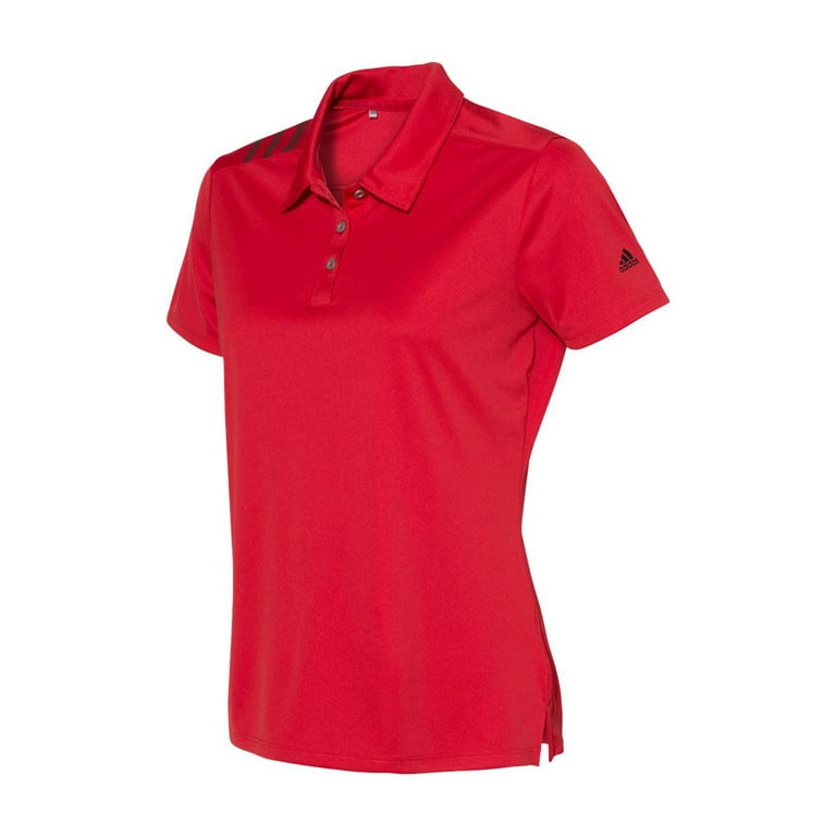 Adidas - Women's 3-Stripes Shoulder Polo - A325 - Collegiate Red/ Black -  Size: XL