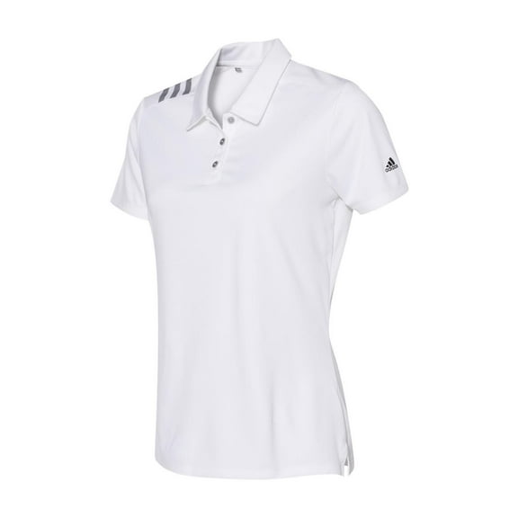 Adidas - Women's 3-Stripes Shoulder Polo - A325 - White/ Black - Size: L