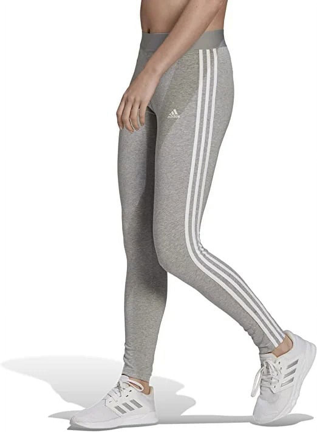 Grey Elastic Legging Women\'s Adidas Waist Fit 3 Heather/White, XL) Tight Stripes (Medium