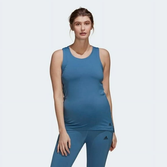 Adidas Women's AeroReady Designed 2 Move Maternity Sport Tank Top HD6762 Altered Blue/Black