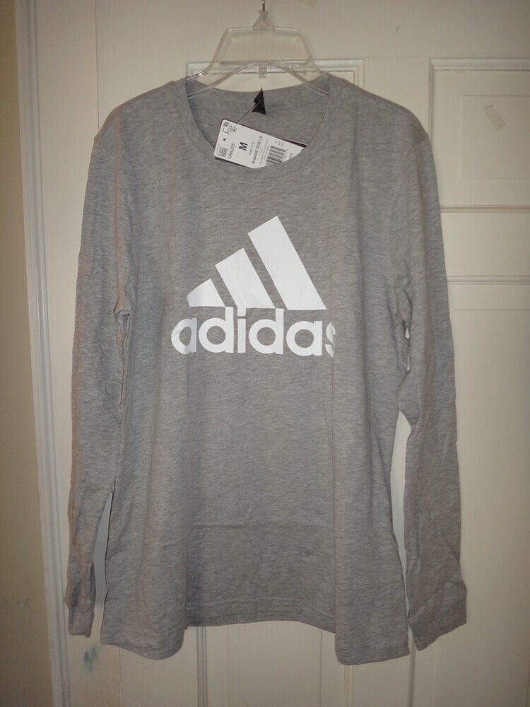 Adidas Women's Basic Badge of Sport Long Sleeve Tee GN9228 Medium Grey Heather