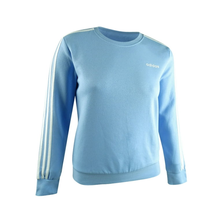Adidas Women s Essentials 3 Stripe Fleece Sweatshirt L Blue White Walmart