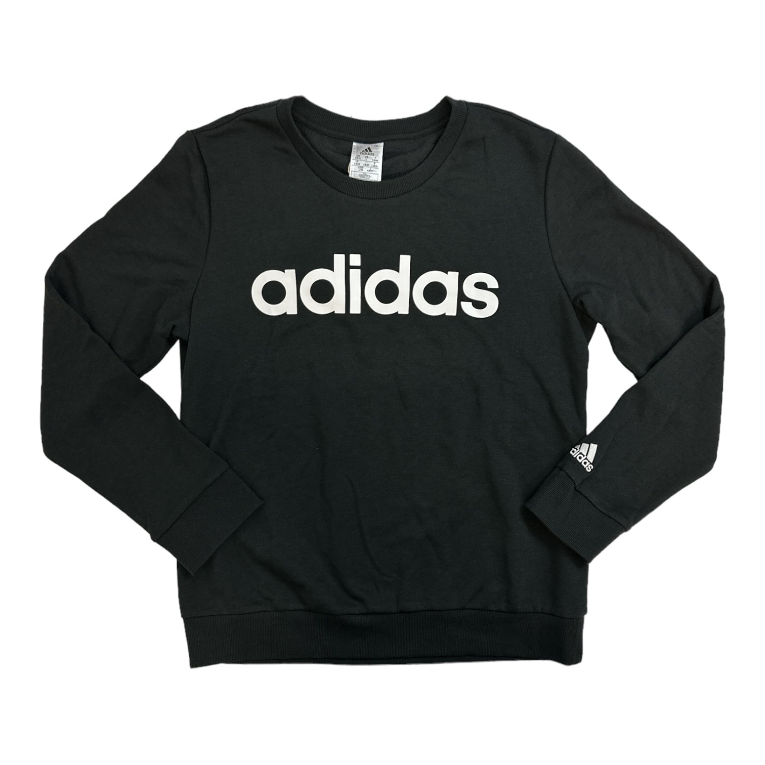 Adidas Women s Essentials Logo Long Sleeve Ribbed Crewneck Sweatshirt Black S