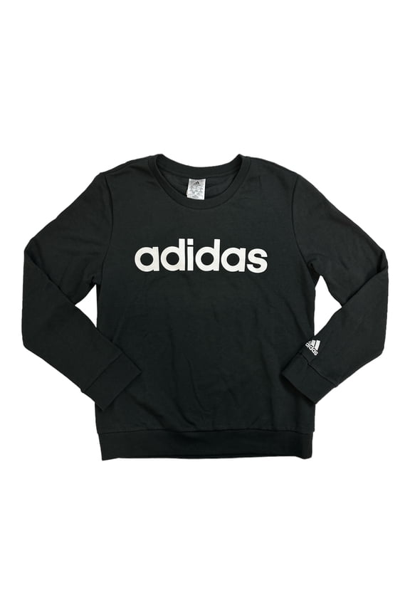 Women's Essentials Logo Long Sleeve Ribbed Crewneck Sweatshirt (Black, S)