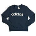 thumbnail image 1 of Adidas Women's Essentials Logo Long Sleeve Ribbed Crewneck Sweatshirt (Navy, S), 1 of 3