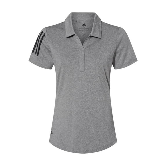 Adidas - Women's Floating 3-Stripes Polo - A481 - Grey Three Heather/ Black - Size: M