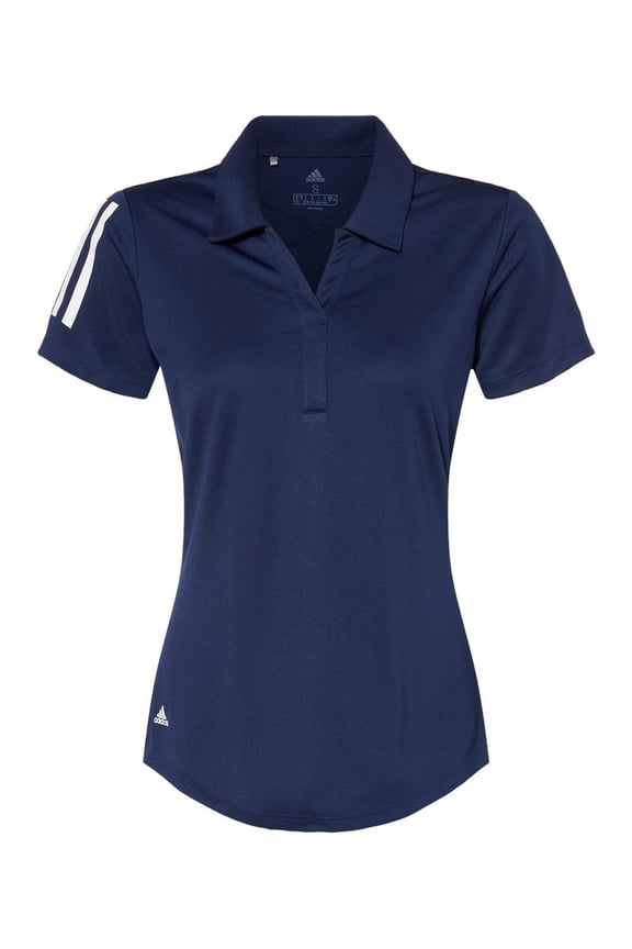 - Women's Floating 3-Stripes Polo - A481 - Team Navy Blue/ White - Size: L