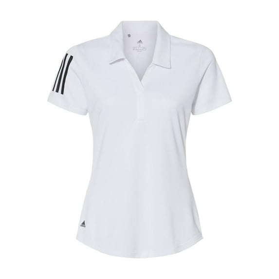 Adidas - Women's Floating 3-Stripes Polo - A481 - White/ Black - Size: 3XL
