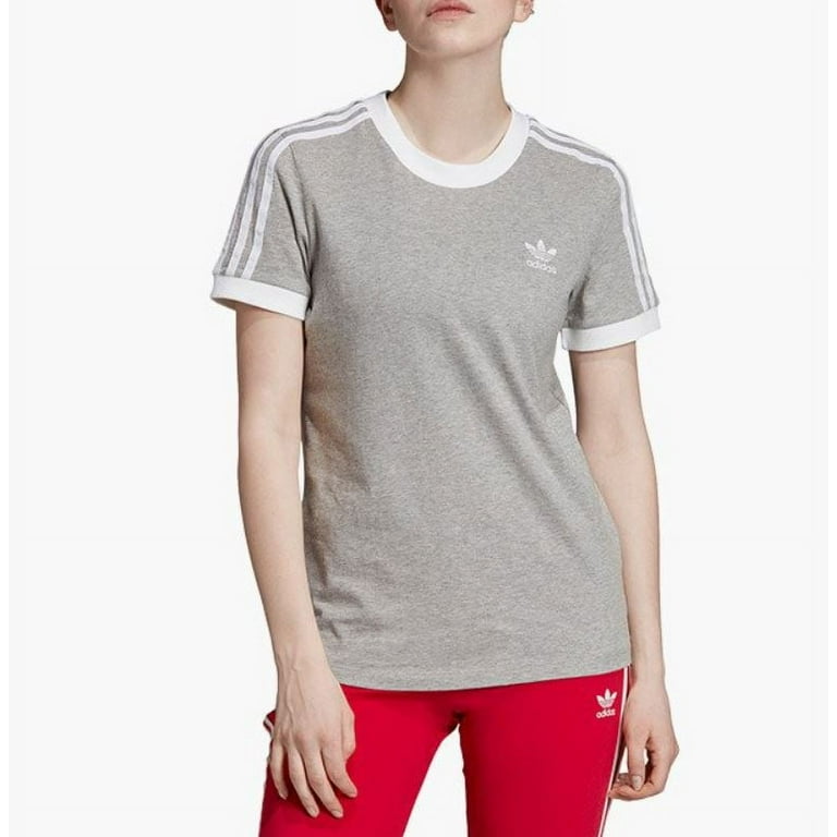 Adidas Women's Grey -Strips Tee, Small