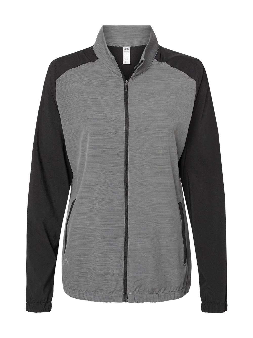 Adidas - Women's Heather Block Full-Zip Wind Jacket - A547 - Black/ Black Heather - image 1 of 2