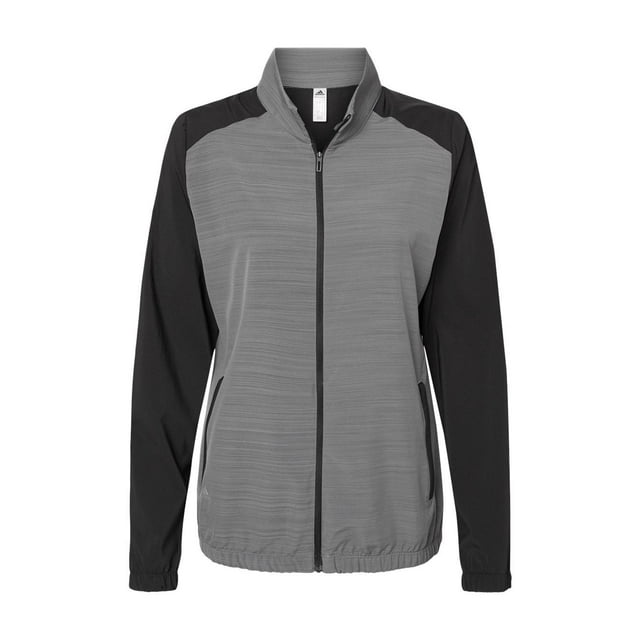 Adidas - Women's Heather Block Full-Zip Wind Jacket - A547 - Black/ Black Heather