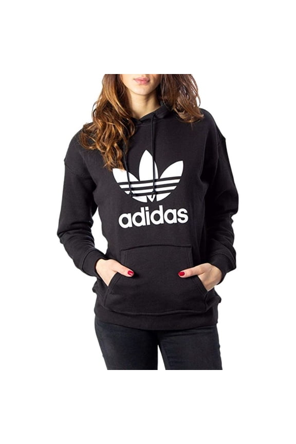 Women's Hoodie Adicolor Trefoil Regular Fit French Terry Sweatshirt, Black, L