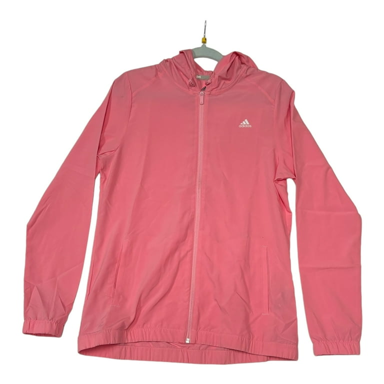 Adidas Women's Light Pink Woven Full Zip Wind Jacket w/Hood