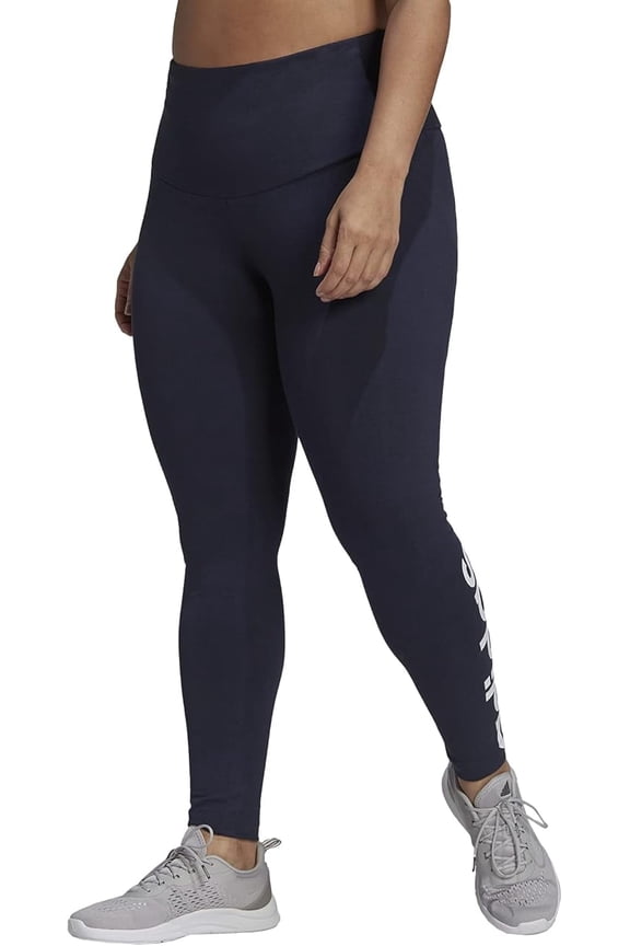 Women's Linear-Logo Full Length Leggings - Legend Ink/White