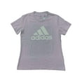 thumbnail image 1 of Adidas Women's Logo Design Short Sleeve Regular Fit Tee Shirt (Silver Dawn/White, XS), 1 of 1