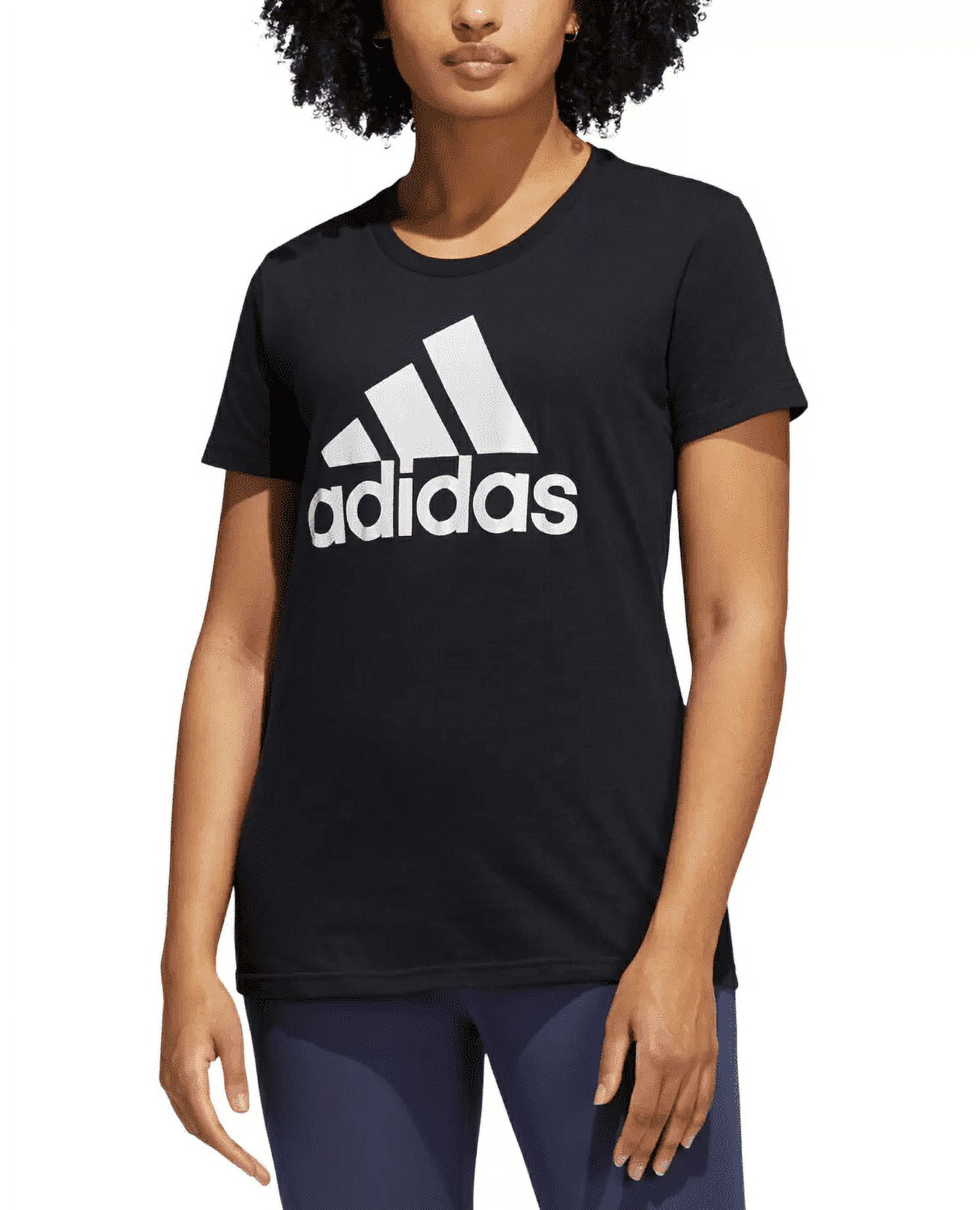 Adidas Womens Metallic Cotton Logo T-Shirt Black M