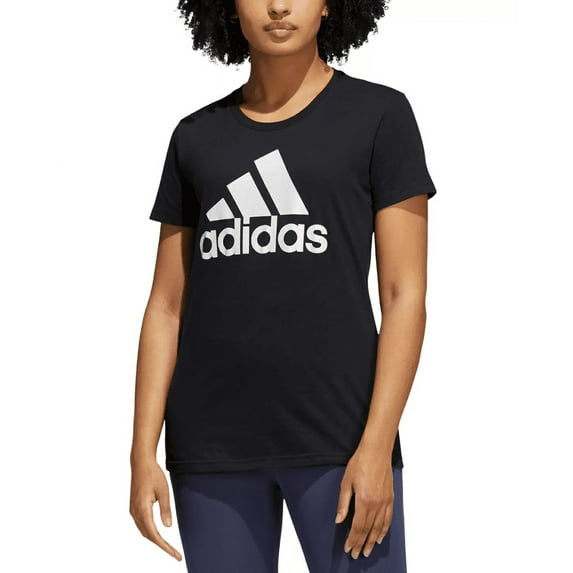 Adidas Womens Metallic Cotton Logo T-Shirt Black M