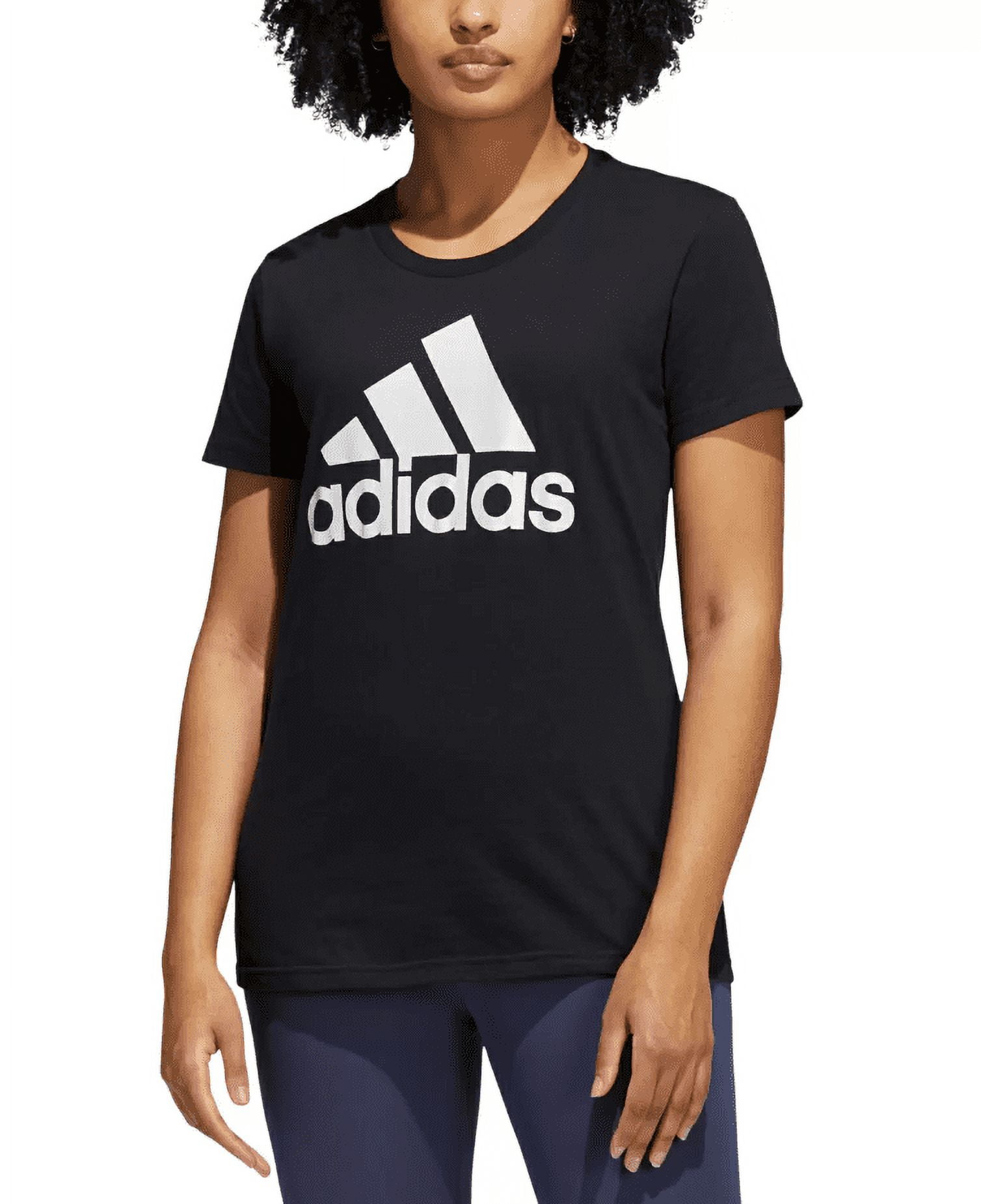 Adidas Womens Metallic Cotton Logo T-Shirt Black S