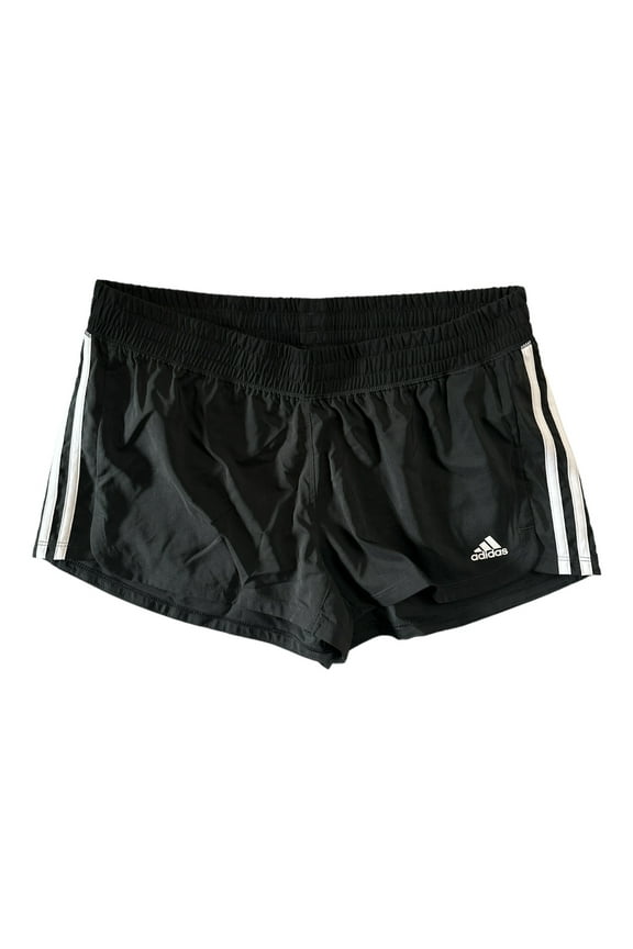 Women's Pacer 3 Stripe Knit Polyester Gym Shorts (Black/White, XXL)