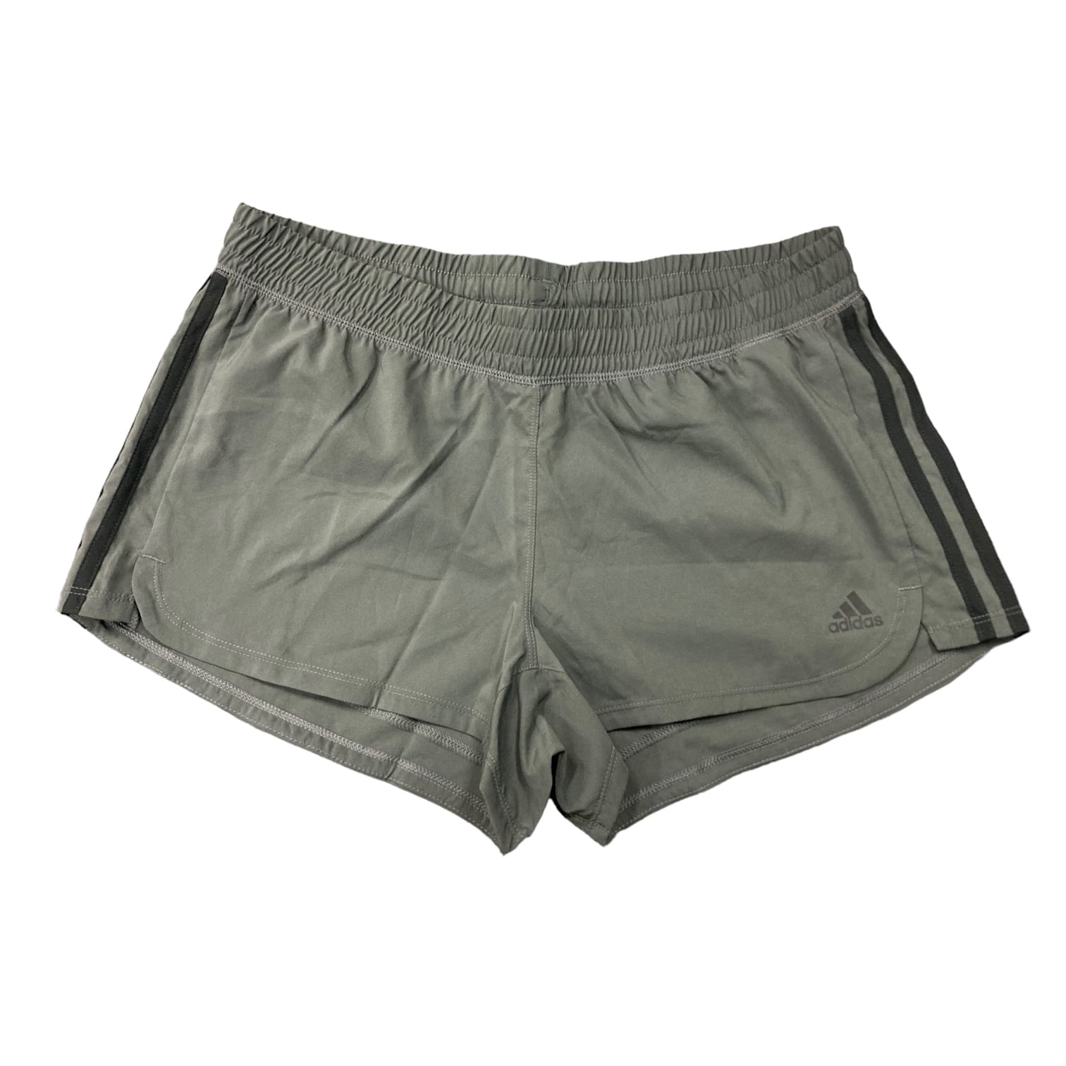 Adidas Women s Pacer 3 Stripe Woven Polyester Gym Shorts Dark Grey Black L