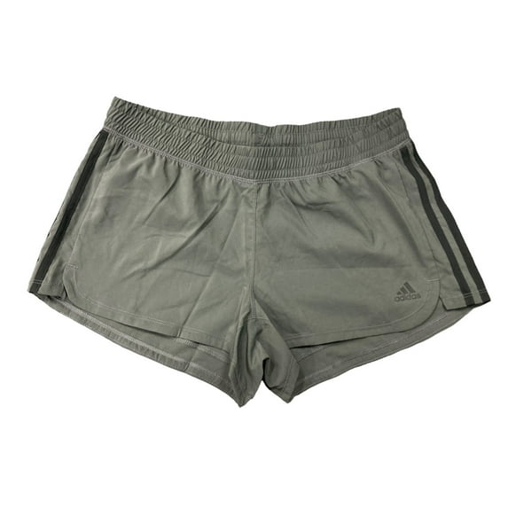 Adidas Women's Pacer 3 Stripe Woven Polyester Gym Shorts (Dark Grey/Black, L)