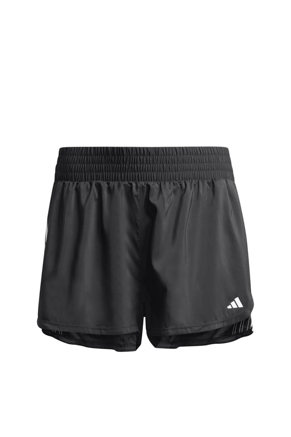 Women's Pacer Training 3 Stripes Woven High Rise Shorts, Black/White, 1X Plus Size