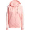 thumbnail image 1 of Adidas Women's Pink Essentials 3-Stripes Full Zip Fleece Hoodie, Medium, 1 of 4