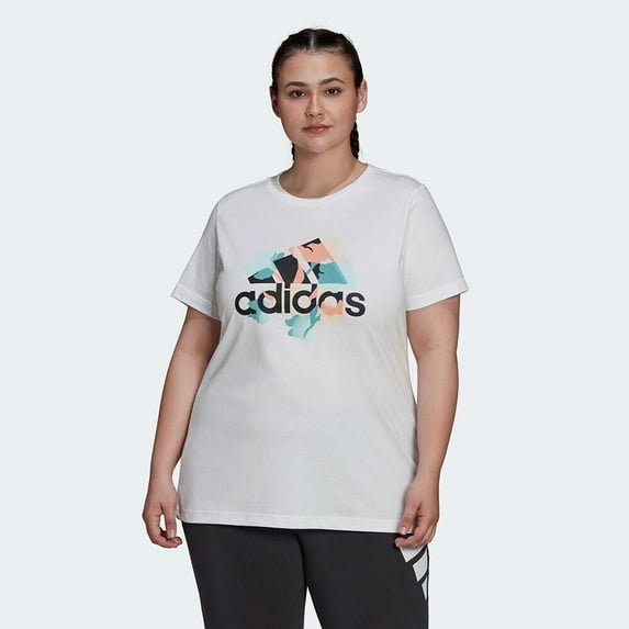 Adidas Women's Plus Size Floral Graphic Tee HB4574 White