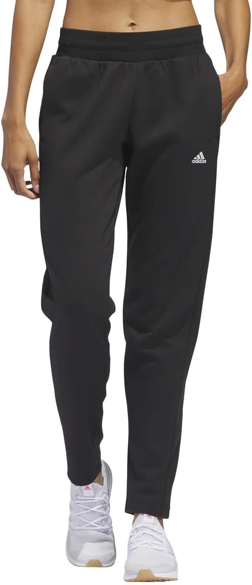 Pantalón de franela de pierna cónica y corte relajado para mujer, TALLA SMALL, color Negro