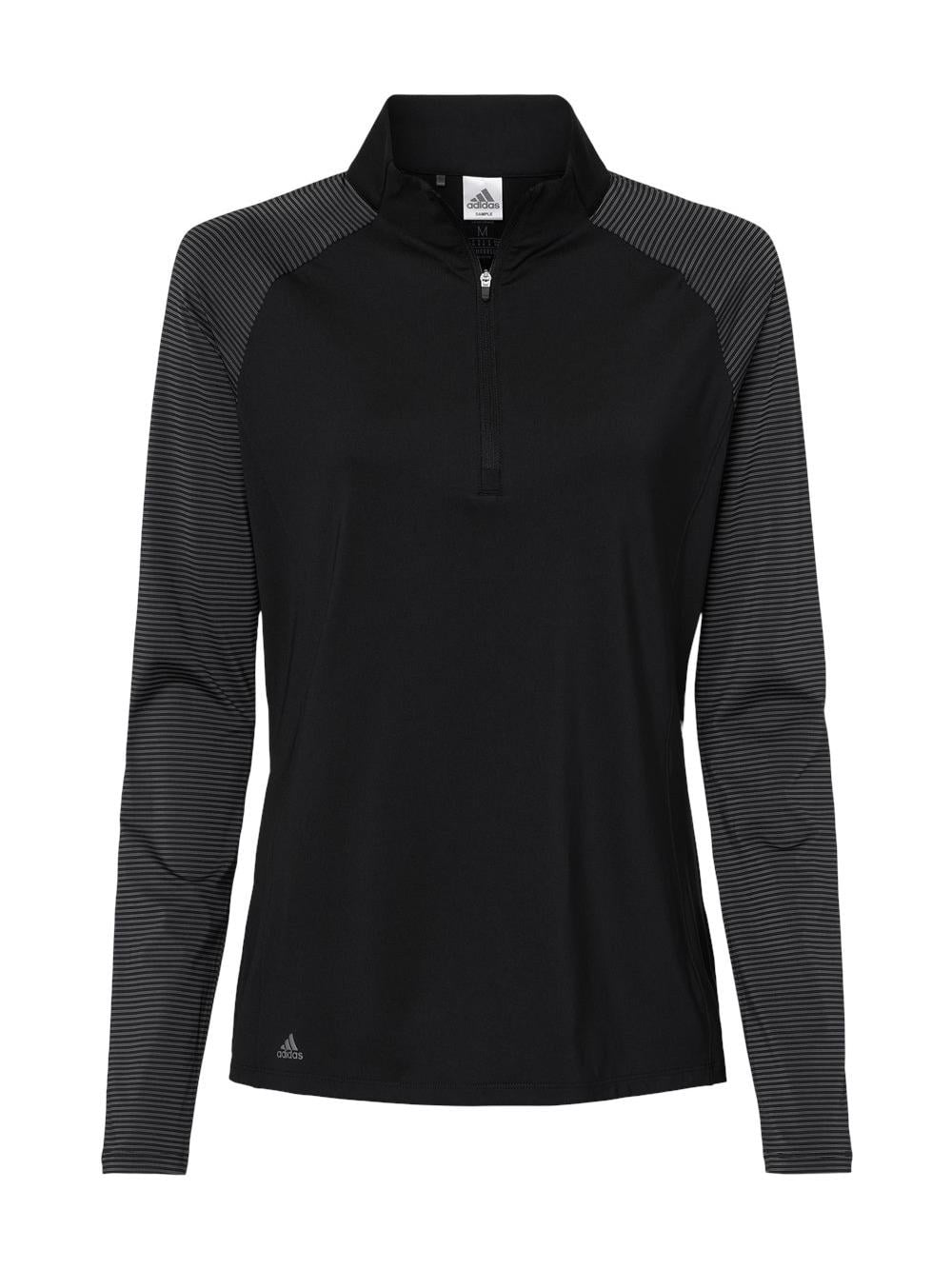 Adidas - Women's Stripe Block Quarter-Zip Pullover - A521 - Black - Size: 2XL