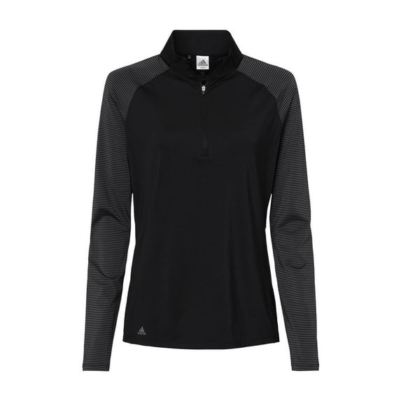 Adidas - Women's Stripe Block Quarter-Zip Pullover - A521 - Black - Size: 2XL