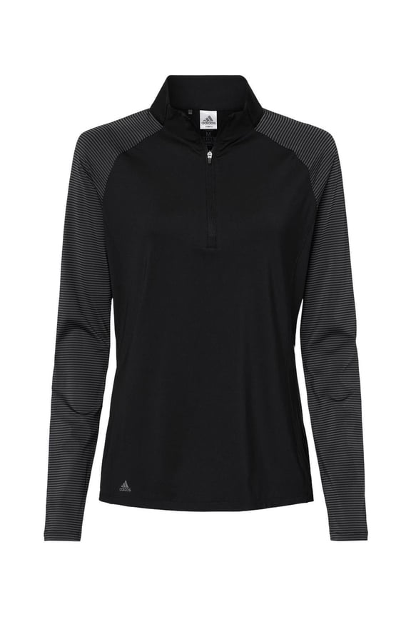 - Women's Stripe Block Quarter-Zip Pullover - A521 - Black - Size: XS
