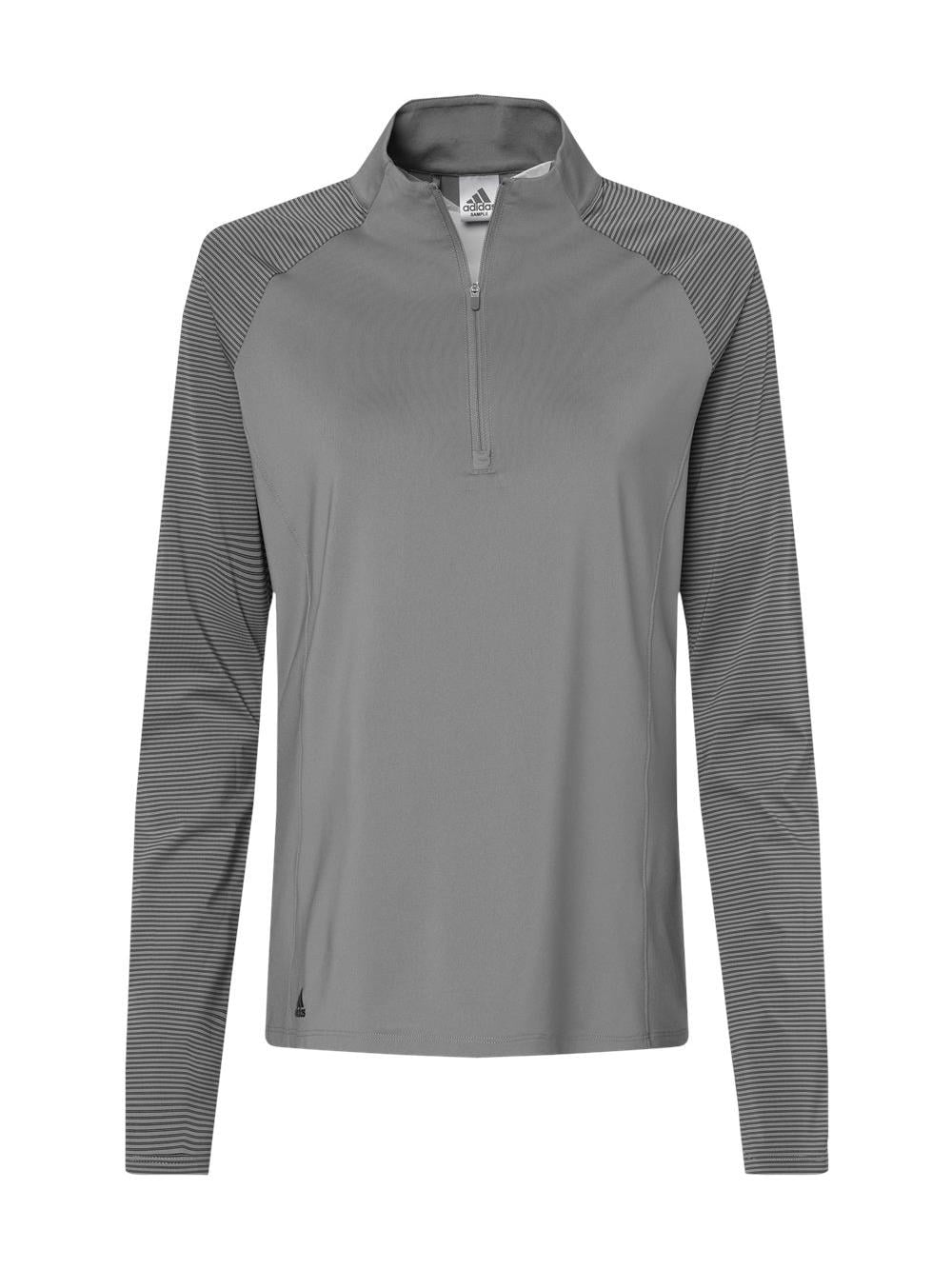 Adidas - Women's Stripe Block Quarter-Zip Pullover - A521 - Grey Three - Size: XL