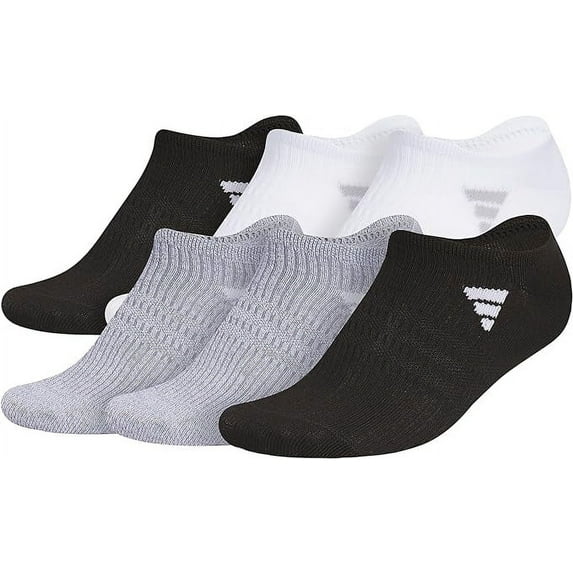 Adidas Women's Superlite 3.0 No Show Socks, Grey/Black/White, 6 Pack