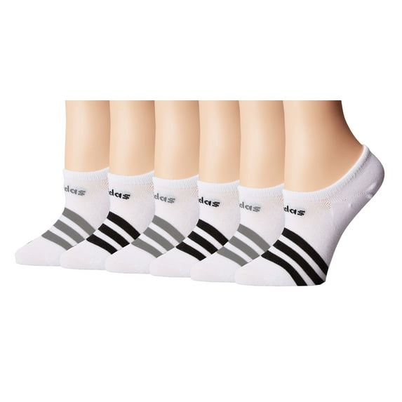 Adidas Women's Superlite No Show Socks (Pack of 6) (Women's Sock size (5-10), White/Black/5143932A)