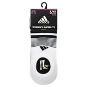 Adidas Womens Superlite Super No Show Socks 6-Pair, White/Light Onix/Black Shoe Size 5-10